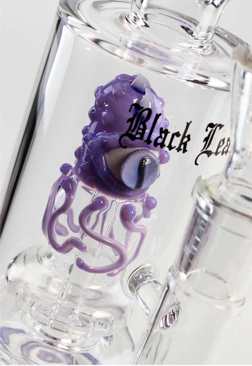 Black Leaf Octopus Bong Shower Head Perco purple
