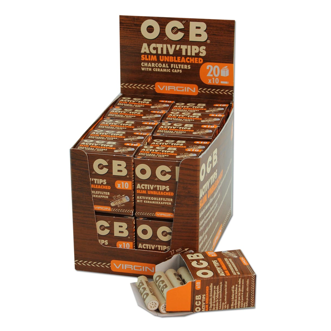 OCB Activ Tips Charcoal Filters Slim unbleached