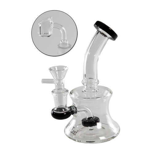 Black Leaf' Glass Pipe Drum Perc Herbs and Oil