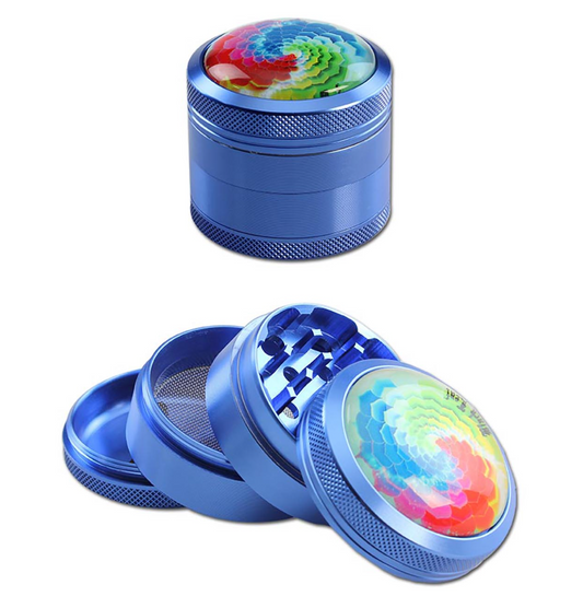 Black Leaf Mandala Al. Grinder 4-part l. blue