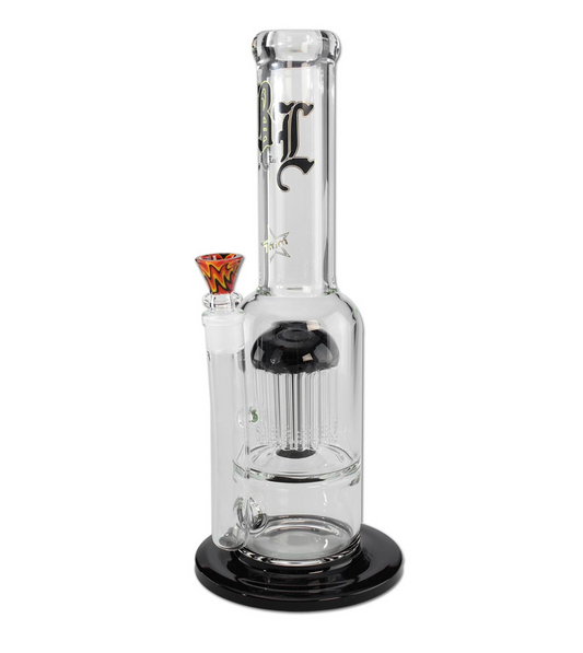 Black Leaf Glass 24-Arm Tree Perc Bong, black