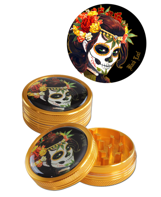 Black Leaf Mexican Skull Grinder 2-part bronze