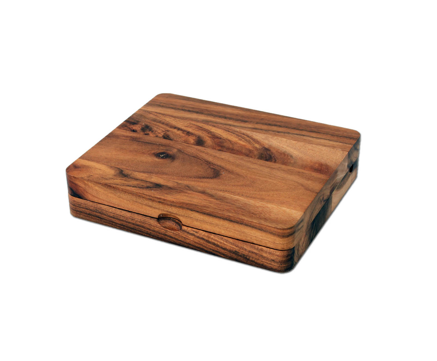 Black Leaf Acacia Wood Rolling Tray 2-part