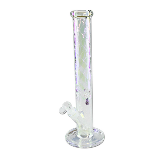 Black Leaf Cylinder Bong Ice Rainbow Effect