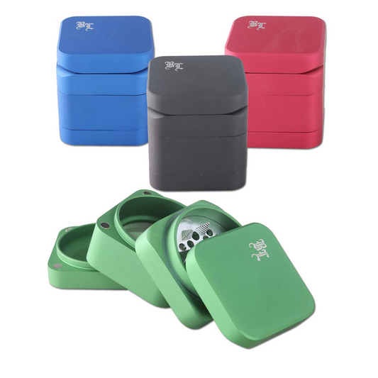 Black Leaf Aluminium Grinder CUBY 4-part